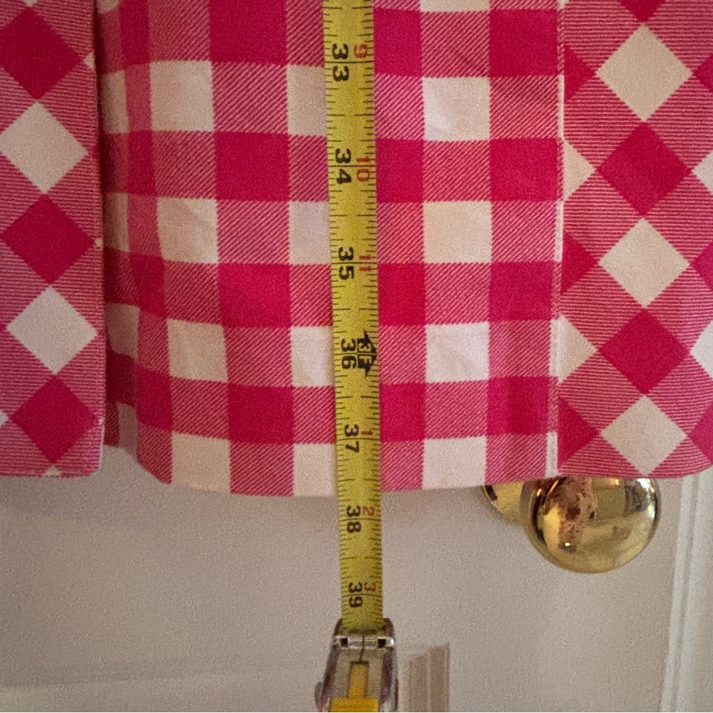 Isaac Mizrahi Live Pink and White Gingham Car Coat Trench - Picture 10 of 13